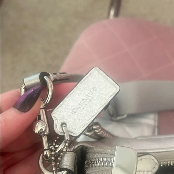 Coach Teri Metallic Silver Shoulder Bag and Cardholder Set - Picture 7 of 11